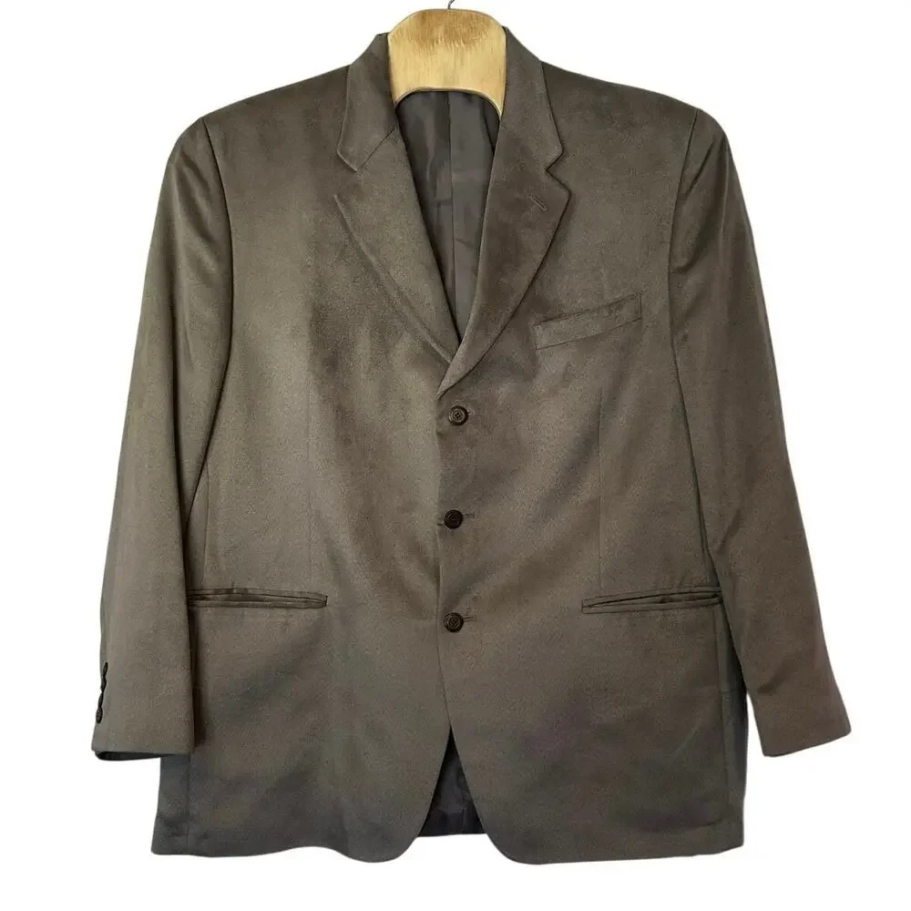Chaps Ralph Lauren Men’s Faux Suede‎ Soft Blazer Sport Coat Suit Jacket Size 46L
